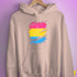 Pansexual Pride Flag Ripped Reveal Hoodie - Light Pink